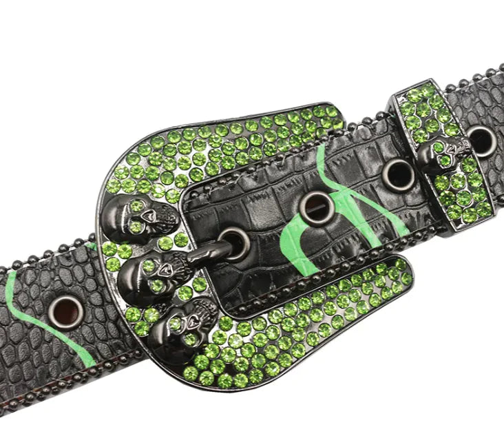 Lychee Aura - Leather Belt with Sparkling Alloy Buckle