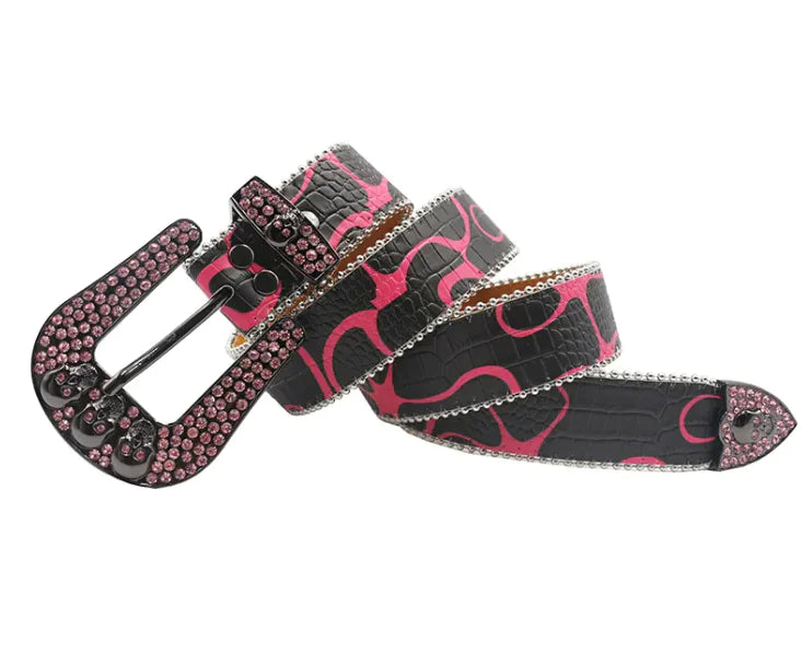 Lychee Aura - Leather Belt with Sparkling Alloy Buckle