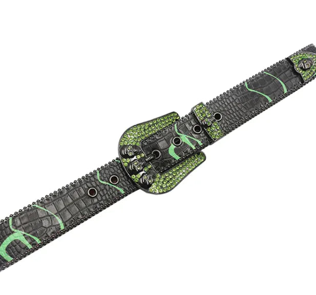 Lychee Aura - Leather Belt with Sparkling Alloy Buckle