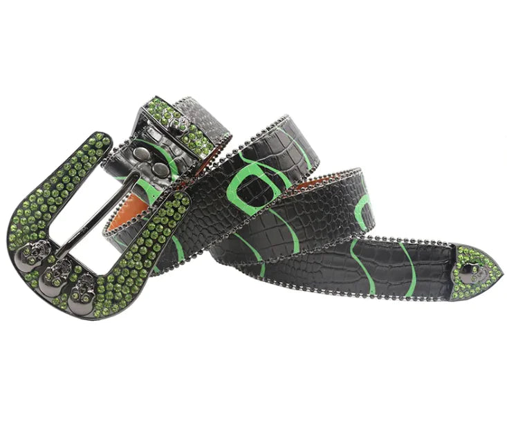 Lychee Aura - Leather Belt with Sparkling Alloy Buckle